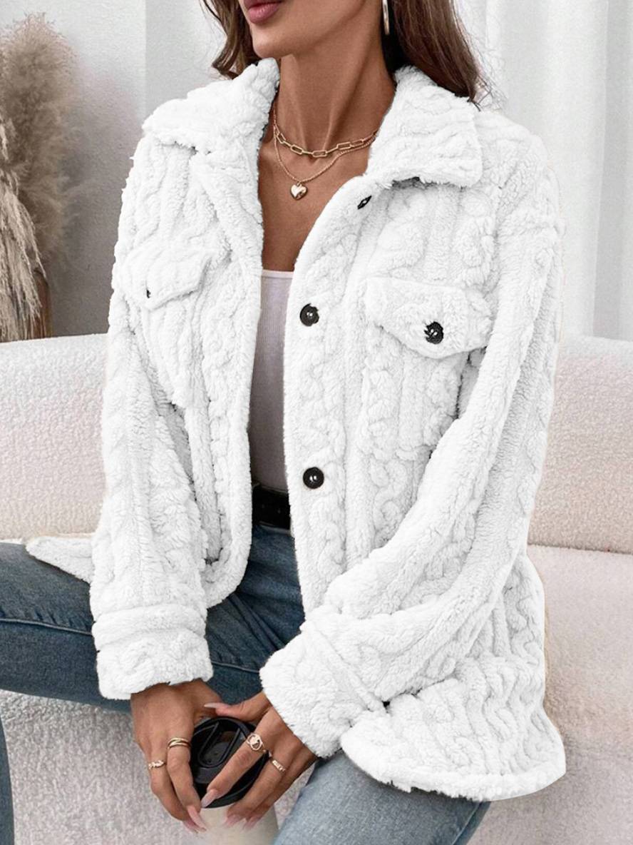 Levoire | Manteau En Polaire À Boutons Avec Poches À Col Revers À Manches Longues Pour Femmes Élégant Décontracté Veste De Loisirs