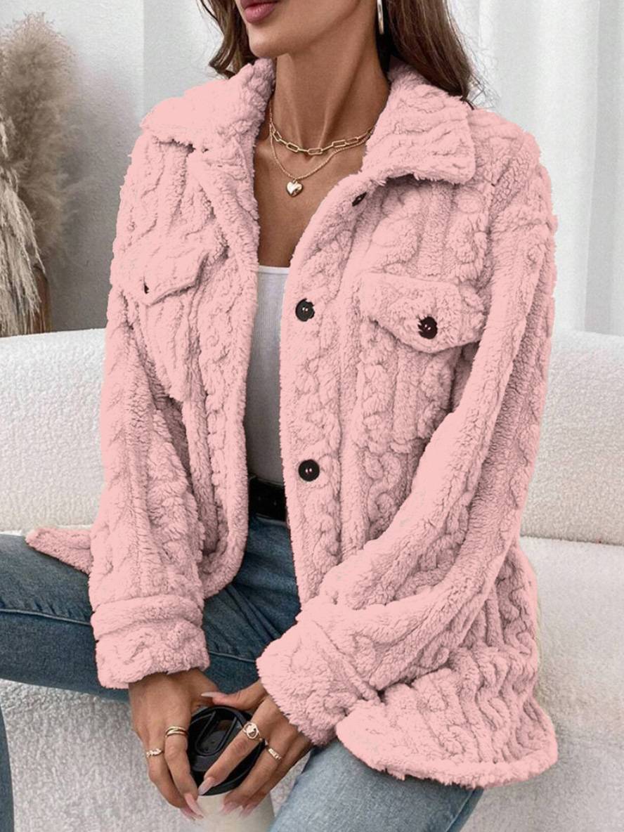 Levoire | Manteau En Polaire À Boutons Avec Poches À Col Revers À Manches Longues Pour Femmes Élégant Décontracté Veste De Loisirs