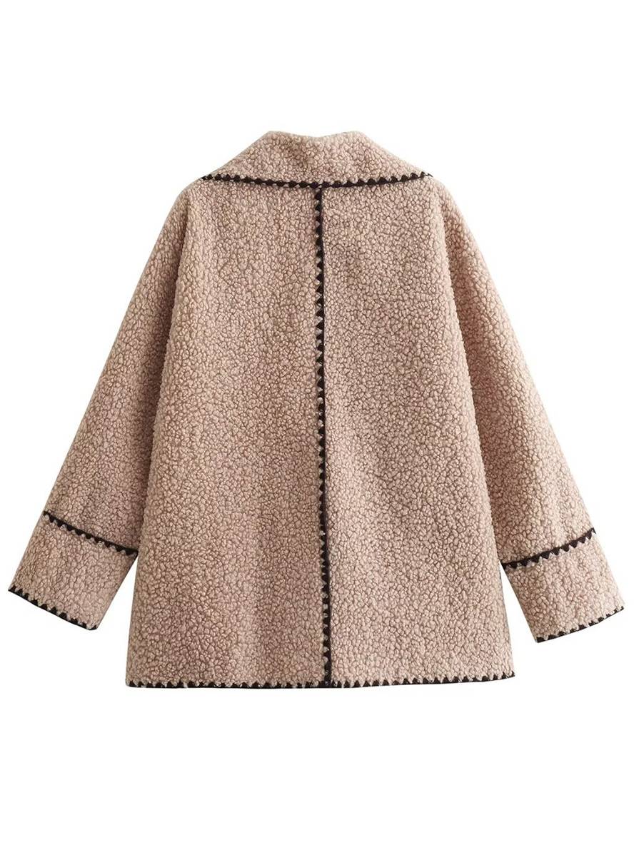 Levoire | Blouson Style Aviateur Fleece Boutons Poches Col Revers Femme Élégant Décontracté Chic Hiver Veste
