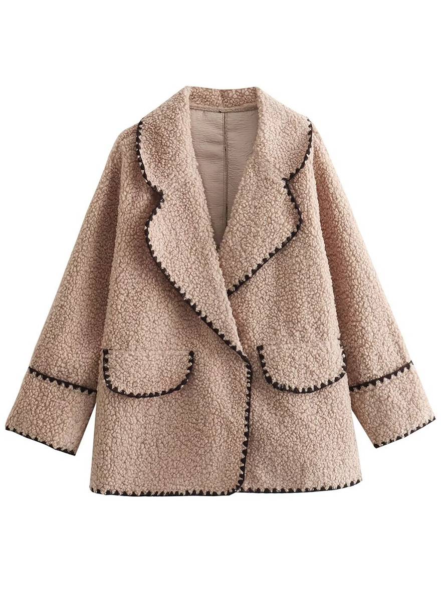 Levoire | Blouson Style Aviateur Fleece Boutons Poches Col Revers Femme Élégant Décontracté Chic Hiver Veste