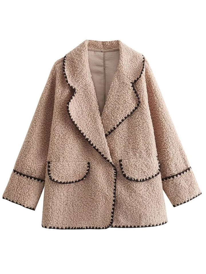 Levoire | Blouson Style Aviateur Fleece Boutons Poches Col Revers Femme Élégant Décontracté Chic Hiver Veste