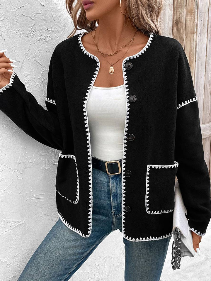 Levoire | Veste À Boutons Poches Manches Longues Femmes Élégant Décontracté Veste Loose