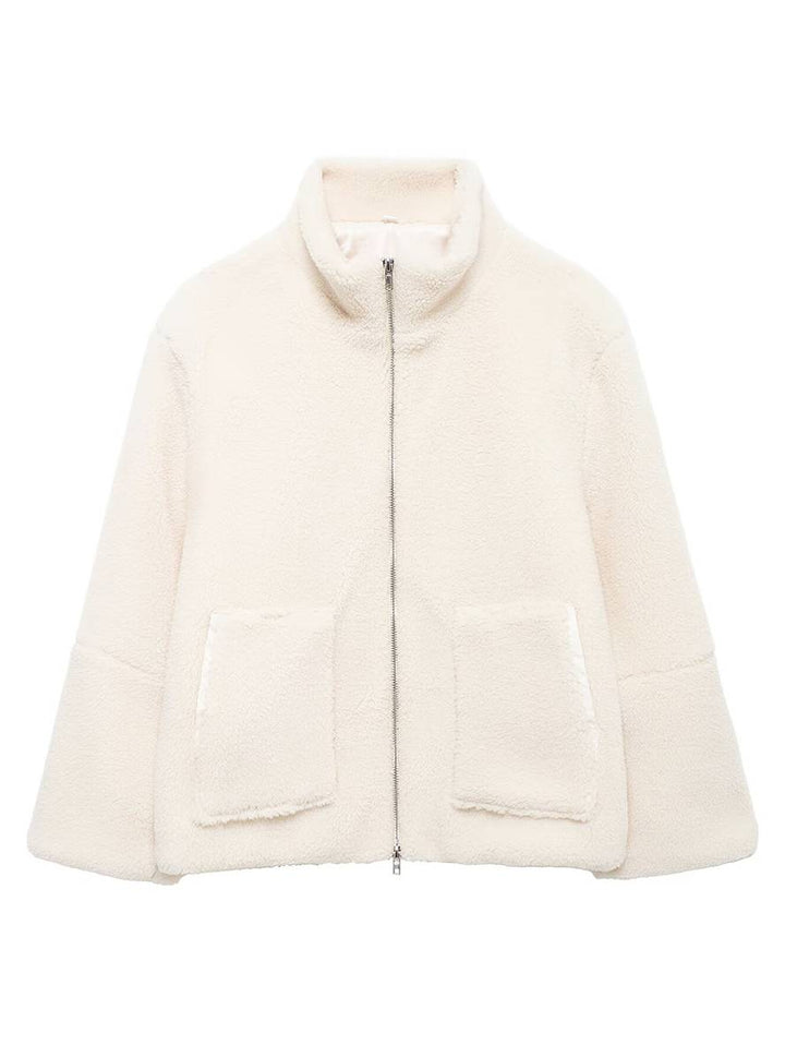 Levoire | Veste En Polaire Avec Col Roulé Fermeture Éclair Poches Manches Longues Mode De Loisirs Pour Femmes Manteau