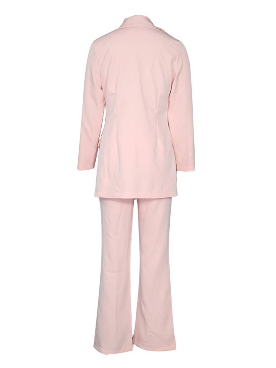 Levoire | Blazer Bureau Deux Pièces Boutons Poches Col Revers Manches Longues Veste Droite Pantalon Femme Élégant Costume Style