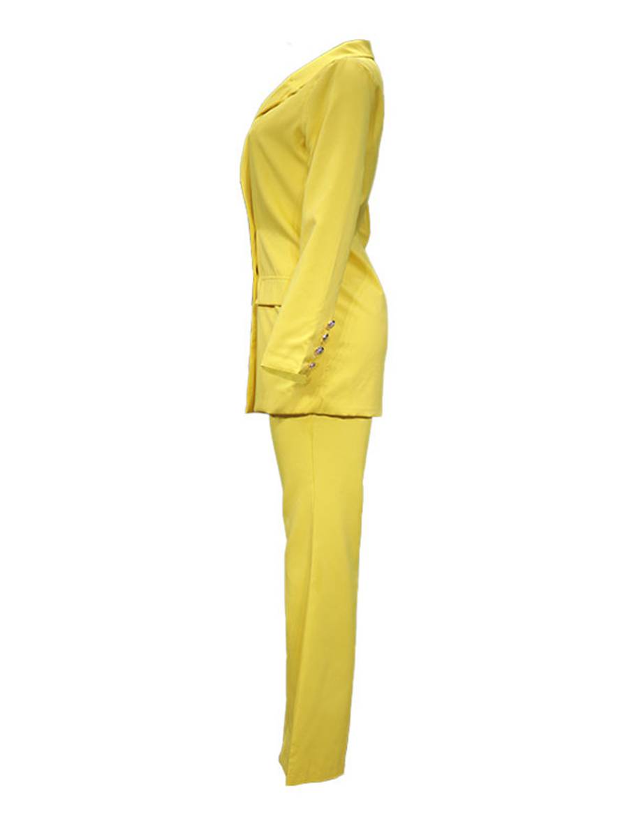 Levoire | Ensemble De Tailleur Pour Femmes Blazer De Bureau Double Boutonnage Col À Revers Manches Longues Élégant Deux Pièces