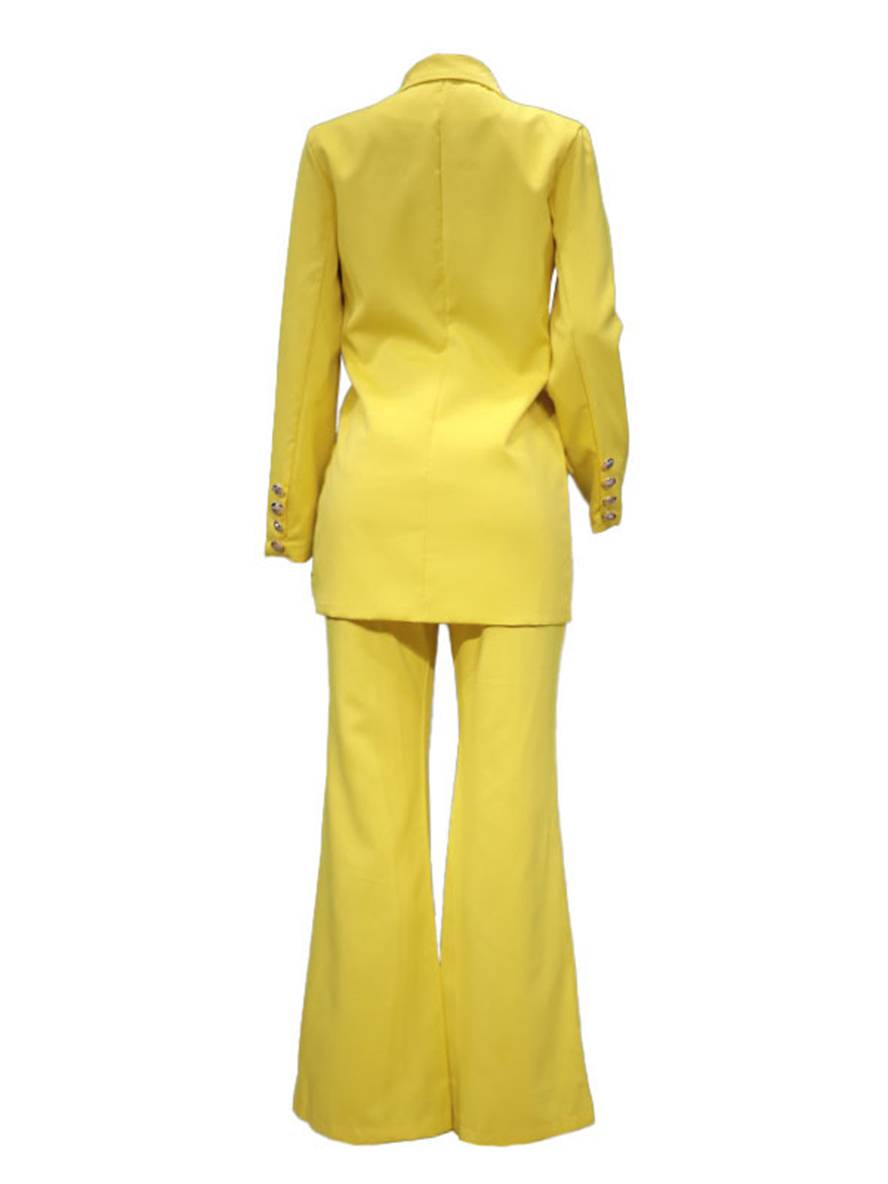 Levoire | Ensemble De Tailleur Pour Femmes Blazer De Bureau Double Boutonnage Col À Revers Manches Longues Élégant Deux Pièces