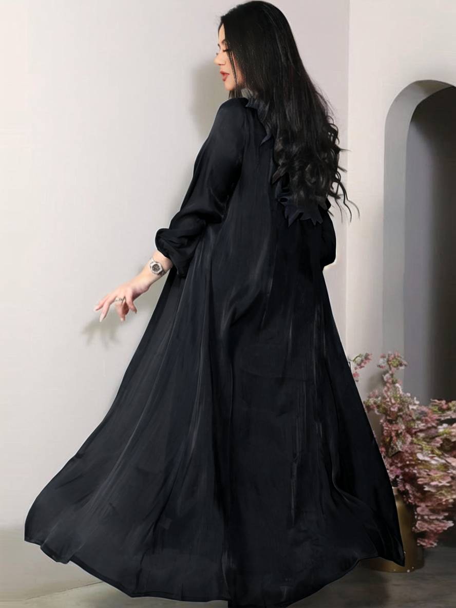Levoire | Ensemble Robe En Satin Avec Nœud Bright Wire Manches Longues Femmes Élégant Décontracté Mode