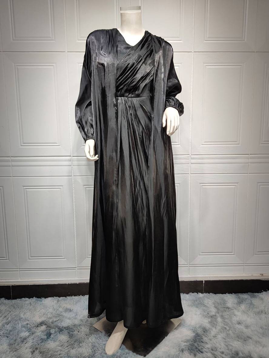 Levoire | Ensemble Robe En Satin Avec Nœud Bright Wire Manches Longues Femmes Élégant Décontracté Mode