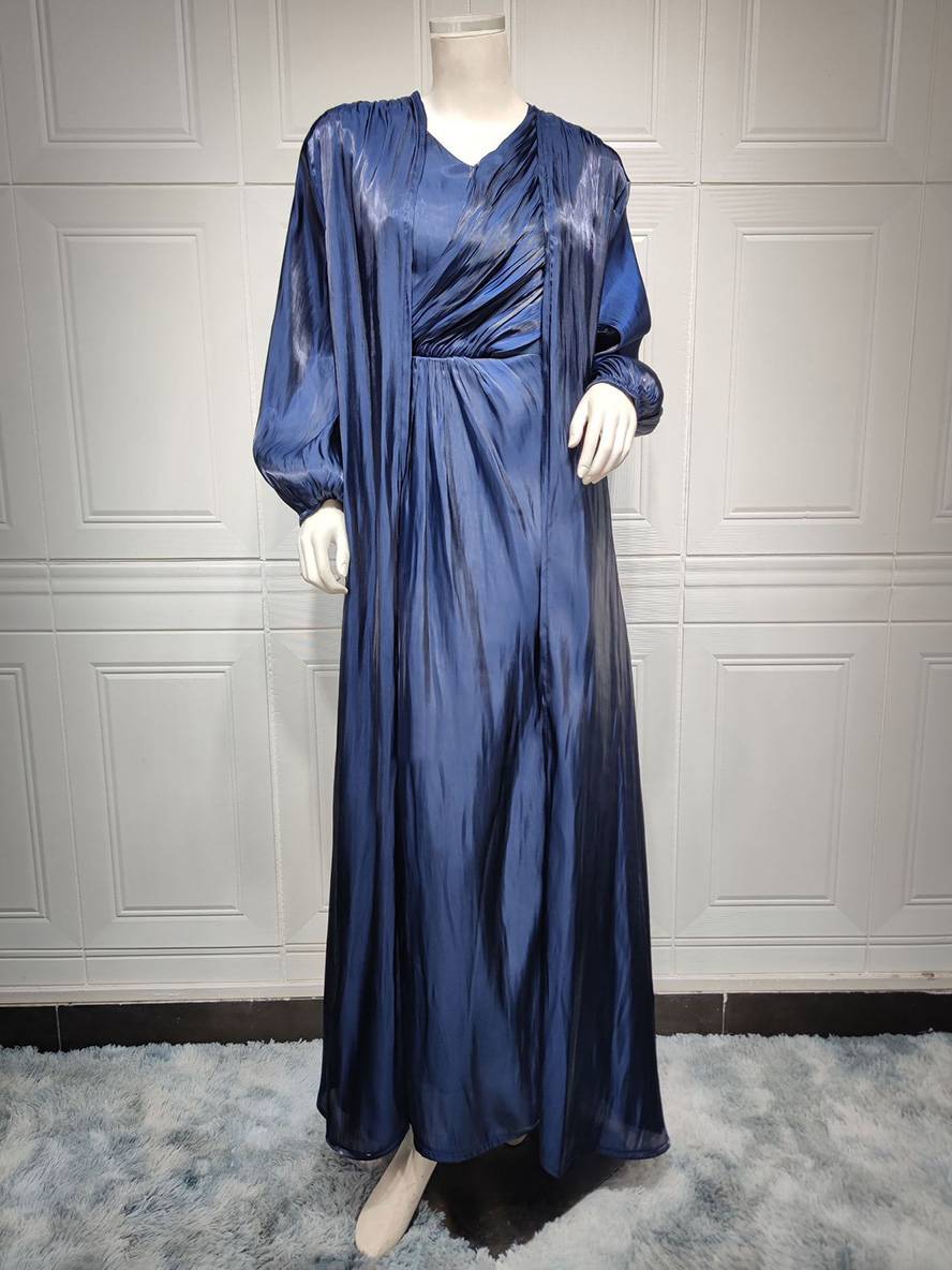 Levoire | Ensemble Robe En Satin Avec Nœud Bright Wire Manches Longues Femmes Élégant Décontracté Mode