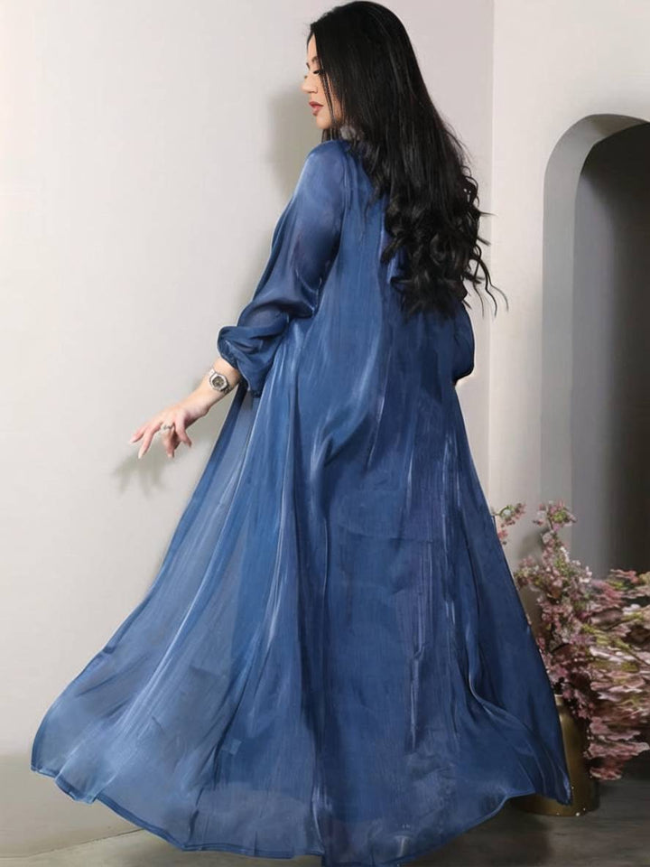 Levoire | Ensemble Robe En Satin Avec Nœud Bright Wire Manches Longues Femmes Élégant Décontracté Mode