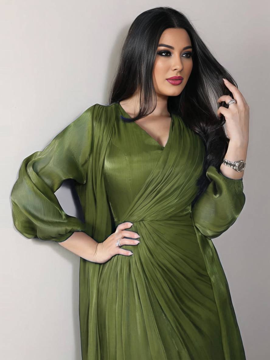 Levoire | Ensemble Robe En Satin Avec Nœud Bright Wire Manches Longues Femmes Élégant Décontracté Mode
