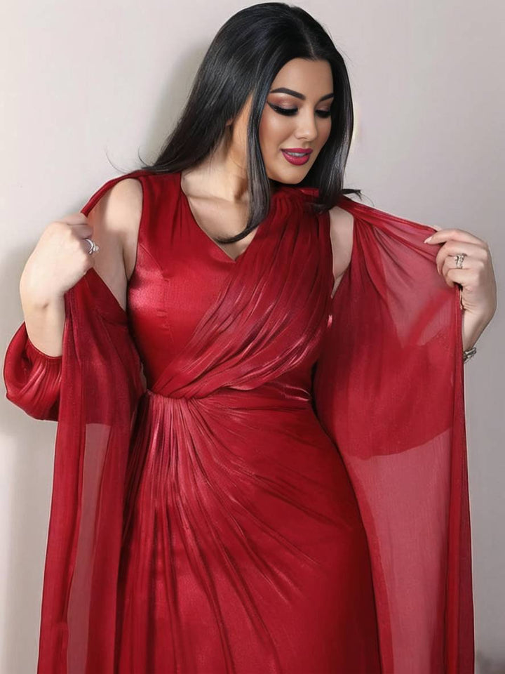 Levoire | Ensemble Robe En Satin Avec Nœud Bright Wire Manches Longues Femmes Élégant Décontracté Mode