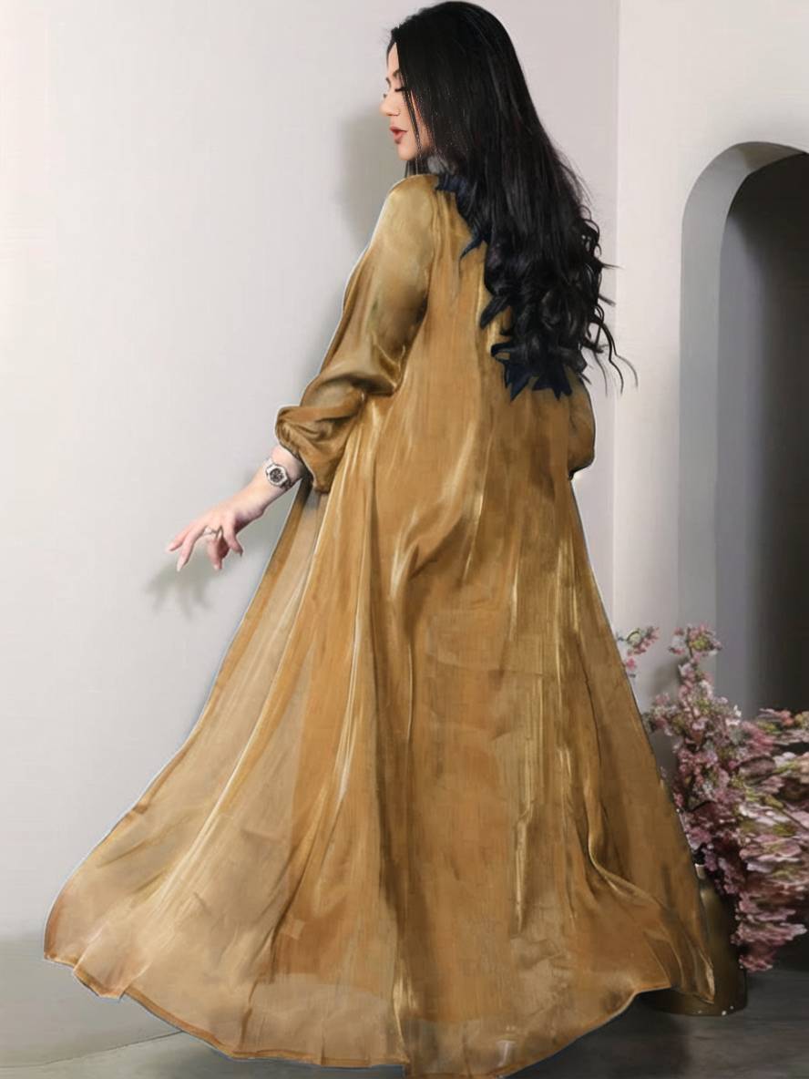 Levoire | Ensemble Robe En Satin Avec Nœud Bright Wire Manches Longues Femmes Élégant Décontracté Mode