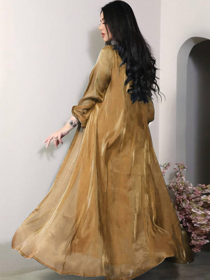 Levoire | Ensemble Robe En Satin Avec Nœud Bright Wire Manches Longues Femmes Élégant Décontracté Mode