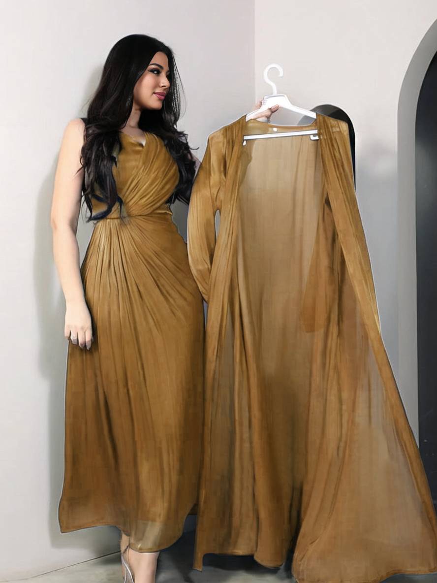 Levoire | Ensemble Robe En Satin Avec Nœud Bright Wire Manches Longues Femmes Élégant Décontracté Mode