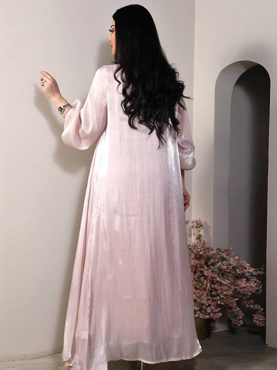Levoire | Ensemble Robe En Satin Avec Nœud Bright Wire Manches Longues Femmes Élégant Décontracté Mode