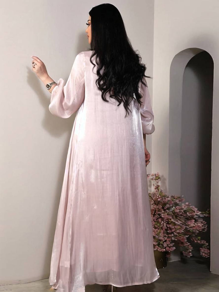 Levoire | Ensemble Robe En Satin Avec Nœud Bright Wire Manches Longues Femmes Élégant Décontracté Mode