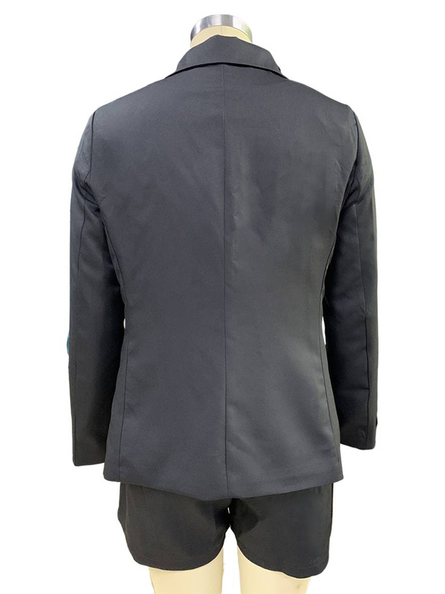 Levoire | Ensemble De Blazer Avec Short À Double Boutonnage À Manches Longues Décontracté Pour Femmes