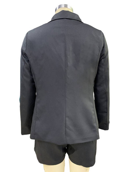 Levoire | Ensemble De Blazer Avec Short À Double Boutonnage À Manches Longues Décontracté Pour Femmes