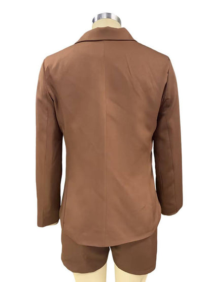 Levoire | Ensemble De Blazer Avec Short À Double Boutonnage À Manches Longues Décontracté Pour Femmes