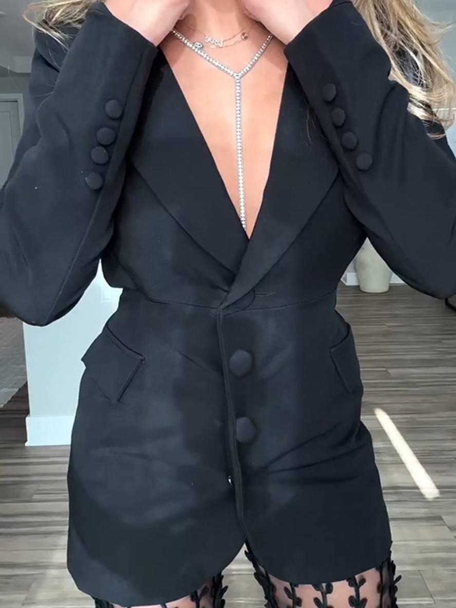 Levoire | Costumes Pantalons Avec Bouton Transparent En Dentelle, Décolleté En V, Blazer Dos Nu Pour Femmes, Tenue Décontractée Style