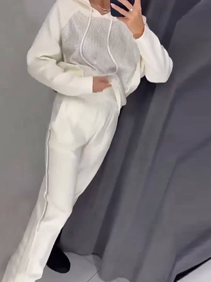 Levoire | Costumes Sets Avec Sweatshirt À Capuche Poches Manches Longues Femmes Sport Simple Décontracté Deux Pièces