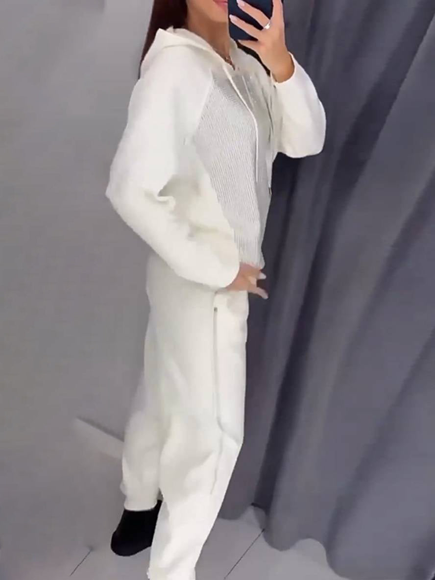 Levoire | Costumes Sets Avec Sweatshirt À Capuche Poches Manches Longues Femmes Sport Simple Décontracté Deux Pièces