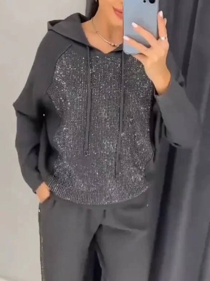 Levoire | Costumes Sets Avec Sweatshirt À Capuche Poches Manches Longues Femmes Sport Simple Décontracté Deux Pièces