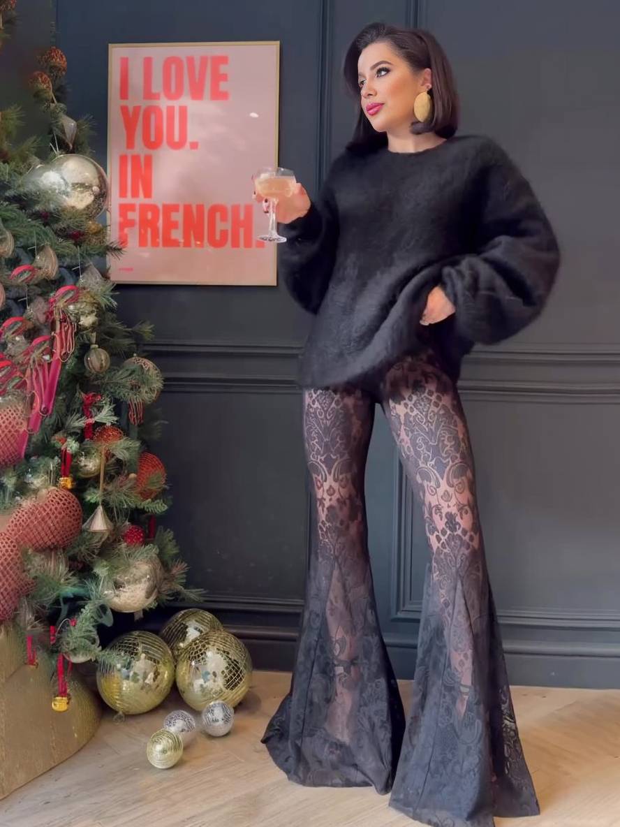 Levoire | Tenues Avec Pantalons Évasés En Dentelle Col En V Boutonnière Poches Blazer Femme Élégant Style De Costume