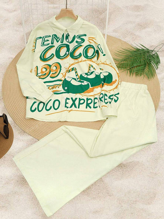 Levoire | Ensembles De Vêtements Avec Motifs De Pantalon Et Chemise À Col Classique À Manches Longues Pour Femmes Style Boyfriend Décontracté Deux Pièces