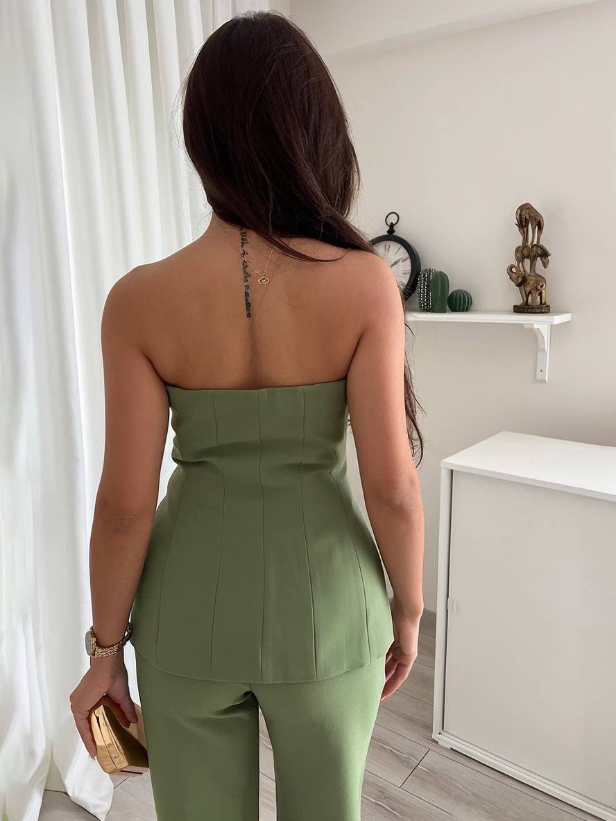 Levoire | Tenues Avec Pantalon Uni, Patte De Boutonnage, Bustier, Style Élégant, Costume, Vêtements Invité De Mariage