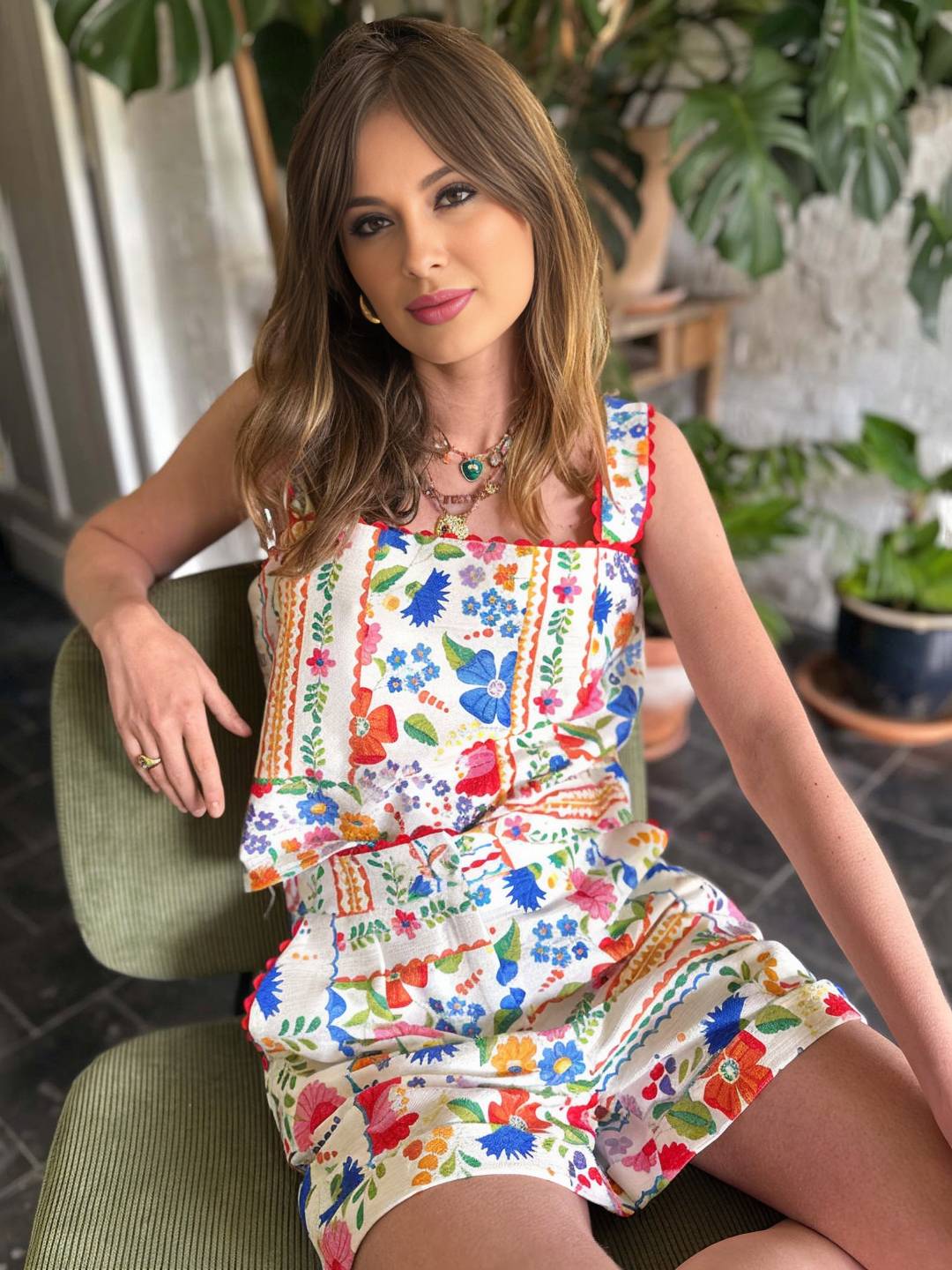 Levoire | Ensemble Deux Pièces Vintage Imprimé Pour Femmes De Vacances Haut Sans Bretelles Et Avec Poches Style De Vacances Shorts