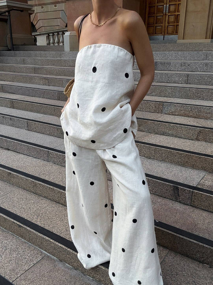 Levoire | Ensembles 2 Pièces Avec Pantalons Évasés Top En Dentelle Avec Fermeture Éclair Bustier Pour Femmes Les Vacances Blanc