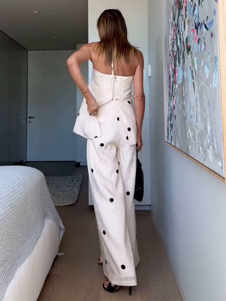 Levoire | Ensembles 2 Pièces Avec Pantalons Évasés Top En Dentelle Avec Fermeture Éclair Bustier Pour Femmes Les Vacances