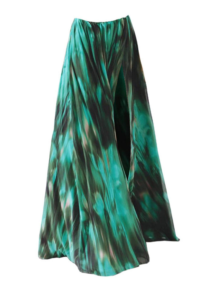 Levoire | Tenue De Plage D'Été Tie And Dye Fente Fluide Maillot De Bain Imprimé Hawaïen Jupe Robe Pour Femmes