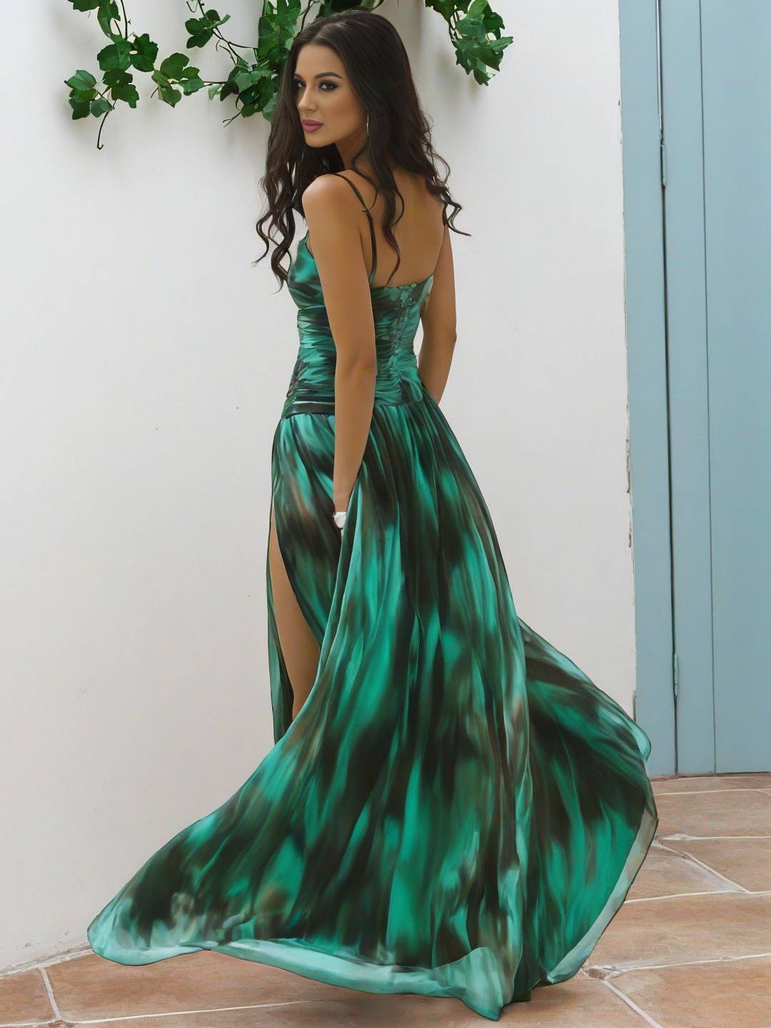 Levoire | Tenue De Plage D'Été Tie And Dye Fente Fluide Maillot De Bain Imprimé Hawaïen Jupe Robe Pour Femmes