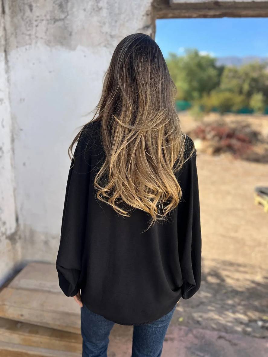 Levoire | Chemisier Uni Col Chemise Manches Chauve-Souris Patte De Boutonnage Blouse Décontractée Pour Femmes