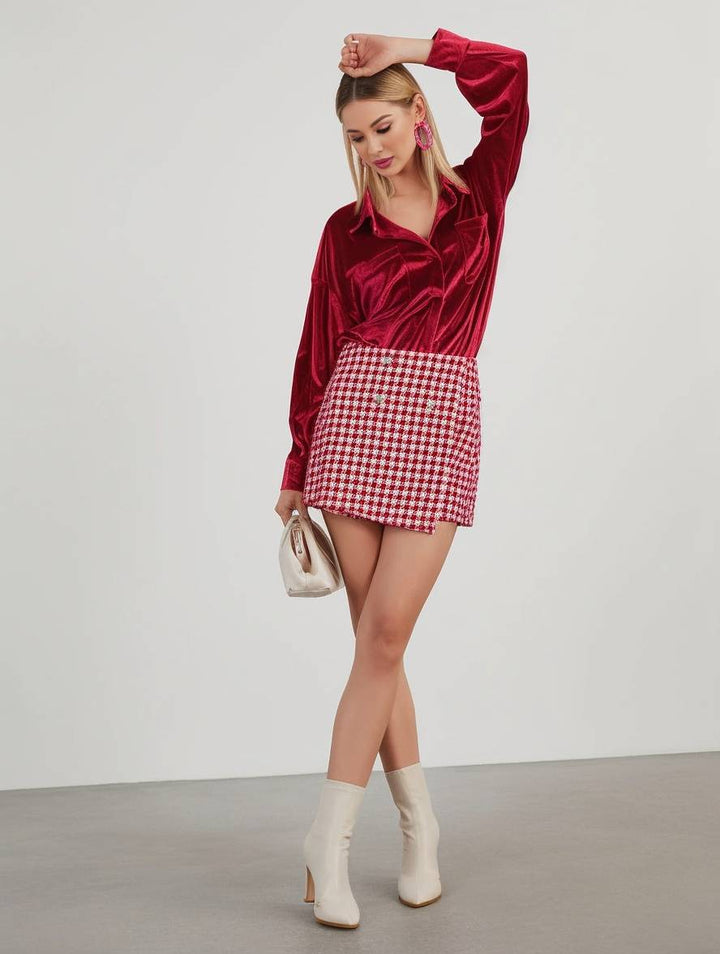 Levoire | Blouse En Velours Unie Avec Boutons, Poches, Col Chemise, Manches Longues Pour Femmes, Ample Et Décontractée