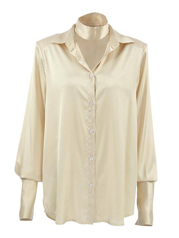 Levoire | Chemisier Satin À Boutons Manches Longues Femmes Élégant Décontracté Blouse