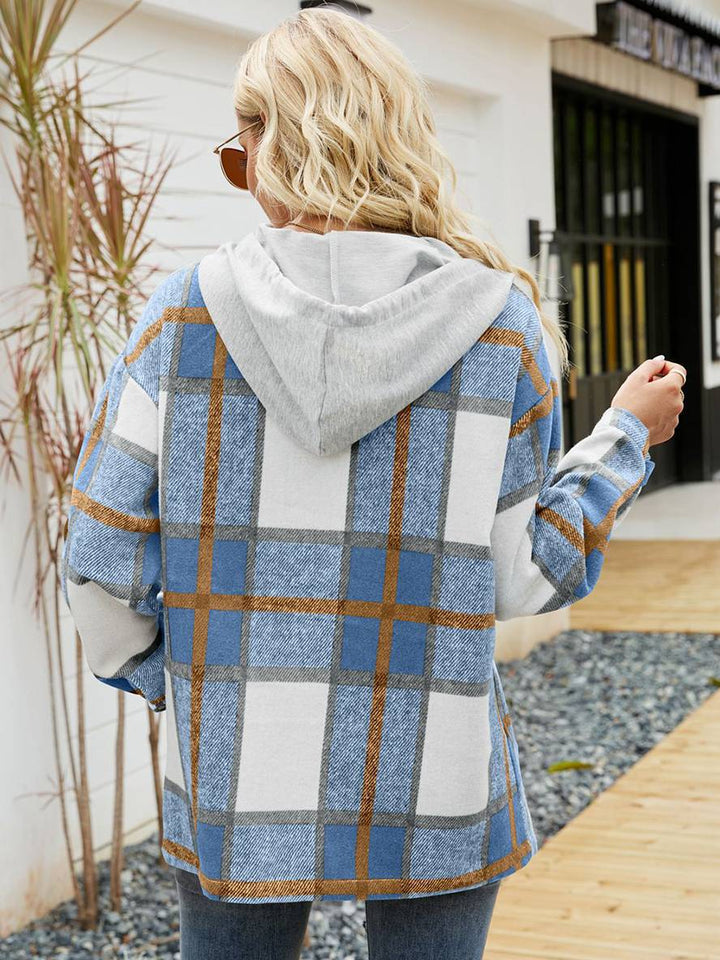 Levoire | Chemise À Carreaux Pour Dames Avec Capuche, Fermeture À Boutons, Poches, Manches Longues, Vintage, Veste Décontractée