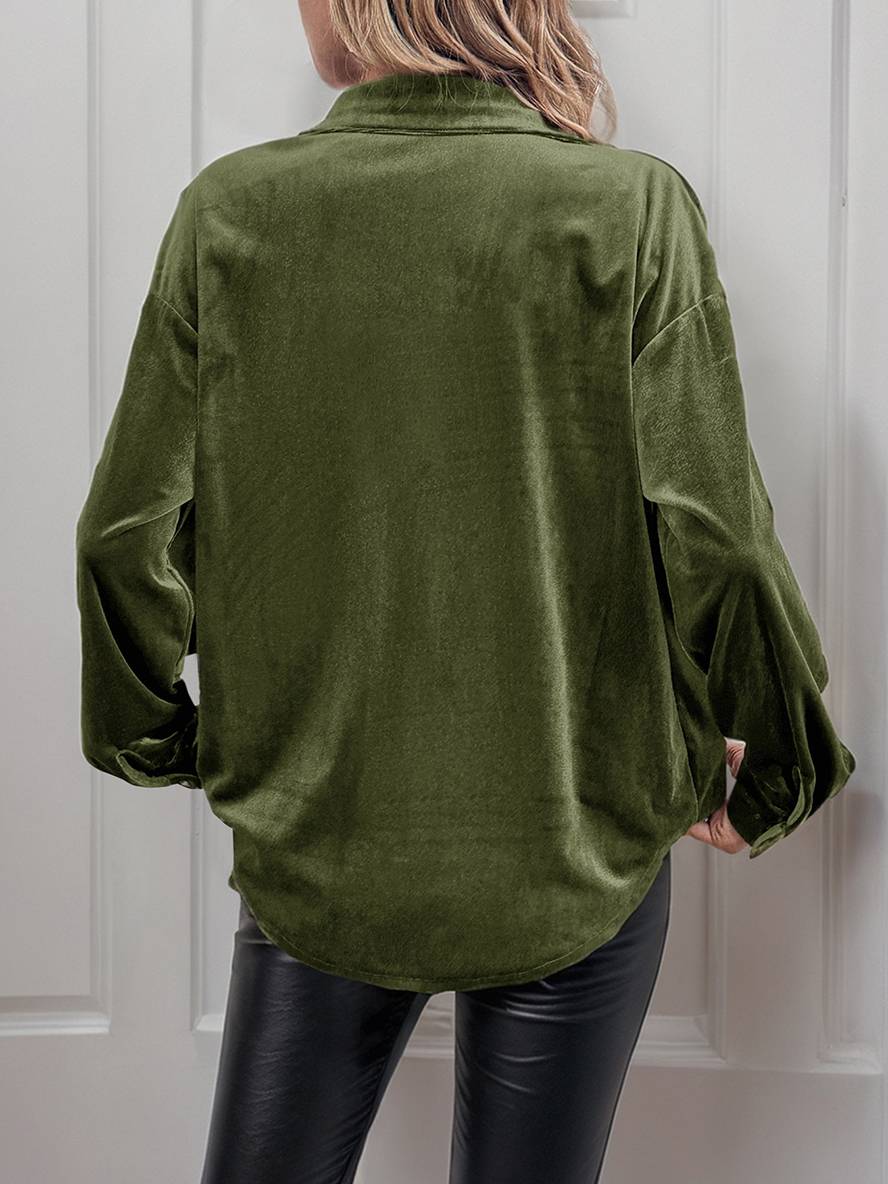 Levoire | Chemisier En Velours Avec Boutons Et Poches, Col Classique, Manches Longues, Vêtements De Loisirs Pour Femmes