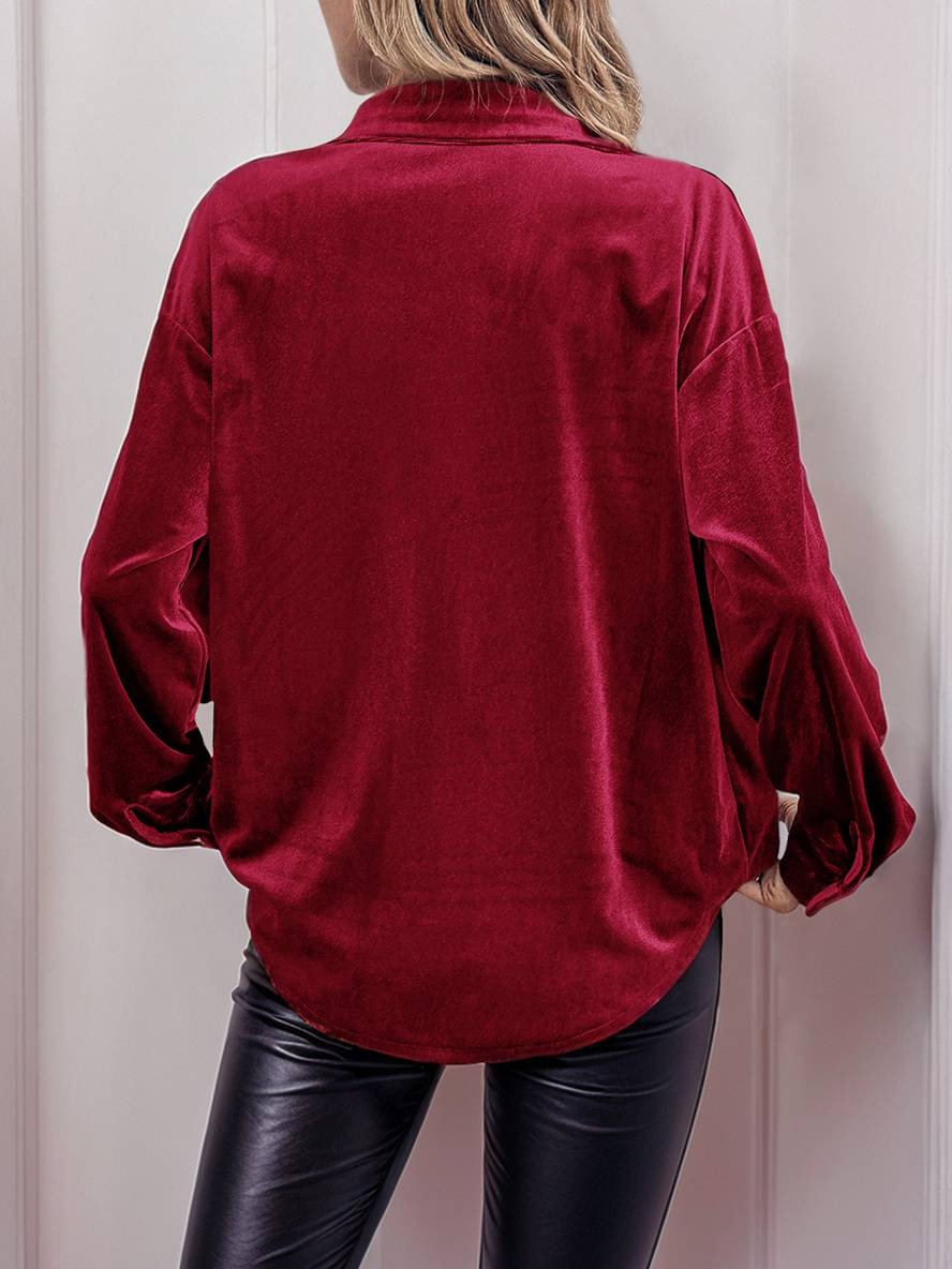 Levoire | Chemisier En Velours Avec Boutons Et Poches, Col Classique, Manches Longues, Vêtements De Loisirs Pour Femmes