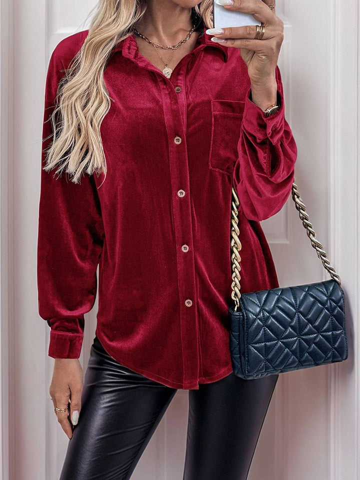 Levoire | Chemisier En Velours Avec Boutons Et Poches, Col Classique, Manches Longues, Vêtements De Loisirs Pour Femmes