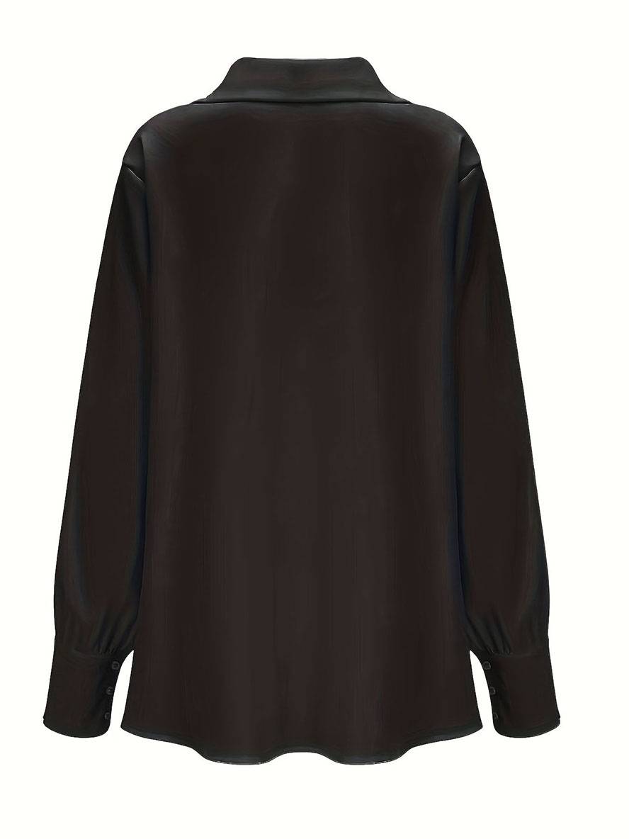 Levoire | Blouse Col Chale Col De Chemise Manches De Bishop Manches Longues Femme Élégant Décontracté Mode Casual