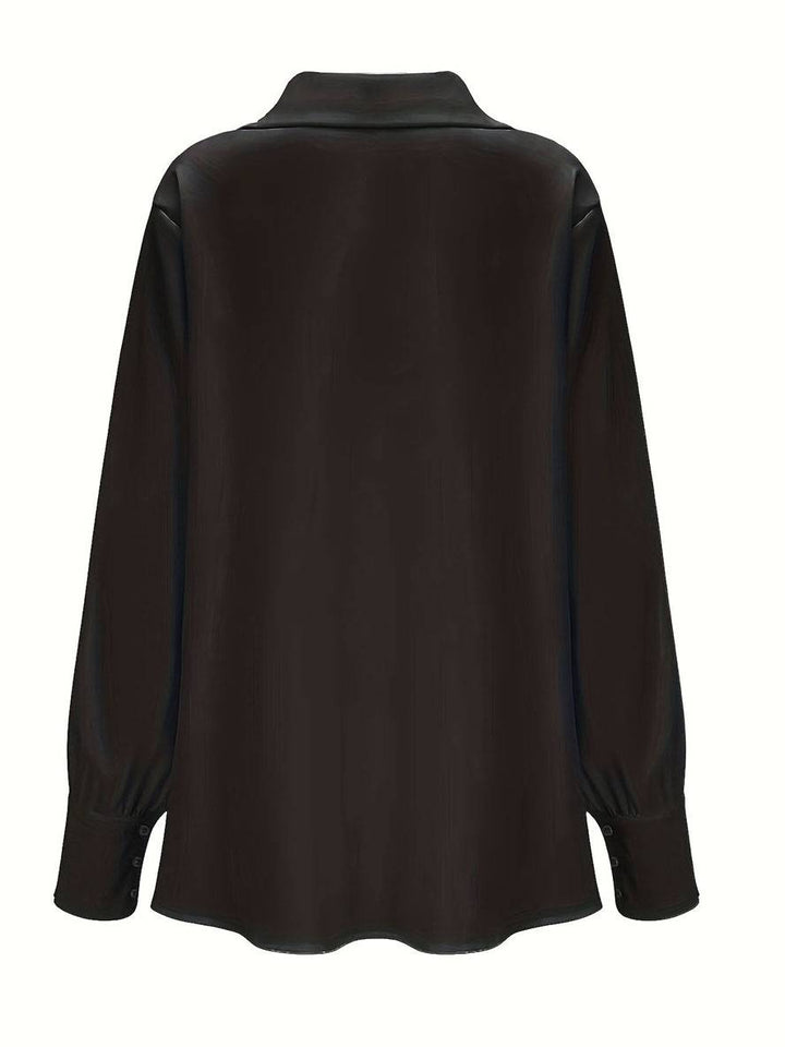 Levoire | Blouse Col Chale Col De Chemise Manches De Bishop Manches Longues Femme Élégant Décontracté Mode Casual