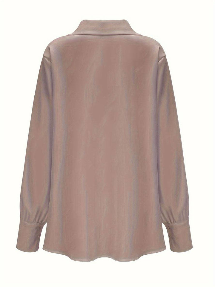 Levoire | Blouse Col Chale Col De Chemise Manches De Bishop Manches Longues Femme Élégant Décontracté Mode Casual