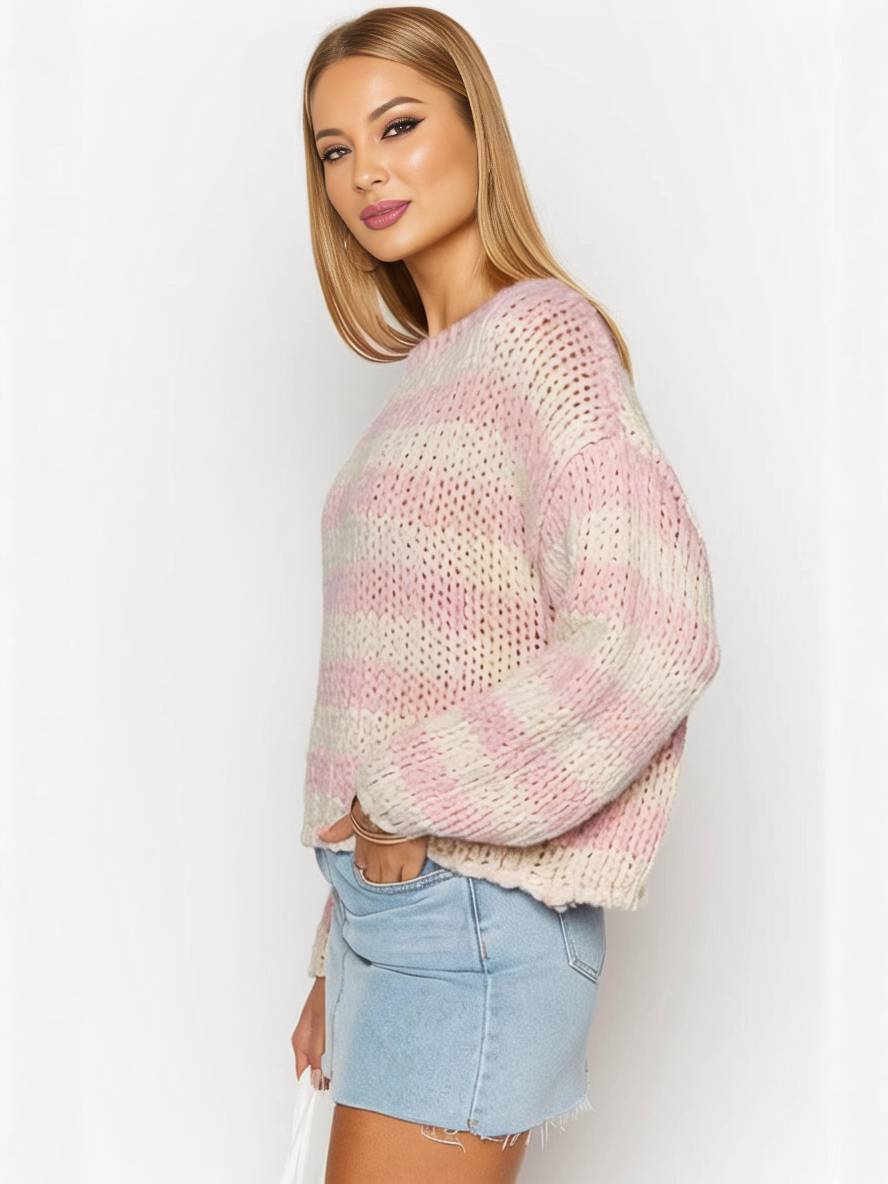 Levoire | Pull Rayé À Épaule Unique Décolleté Bateau Manches Longues Femme Élégant Décontracté Large Casual