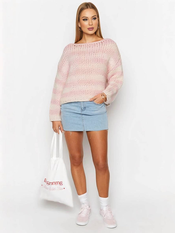 Levoire | Pull Rayé À Épaule Unique Décolleté Bateau Manches Longues Femme Élégant Décontracté Large Casual