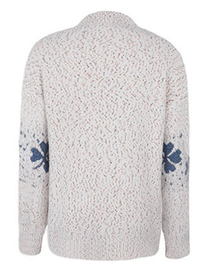 Levoire | Noël Pull Imprimé Motif Neige Col Montant Long Manches Femmes Élégant Décontracté Casual
