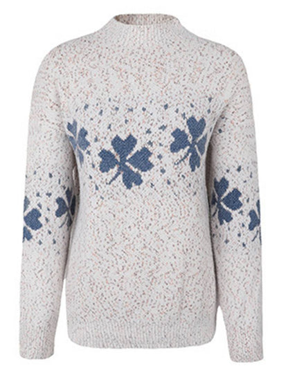Levoire | Noël Pull Imprimé Motif Neige Col Montant Long Manches Femmes Élégant Décontracté Casual